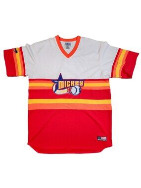 Disneyland Resort Team Mickey Baseball Jersey XL Polyester Orange White